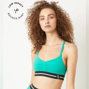 All Access Logo Elastic Flow Bra in Emerald Size L